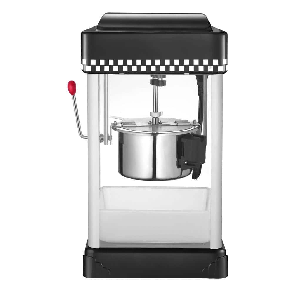 Little Bambino Black Retro Countertop Popcorn Machine with Stainless Steel Kettle