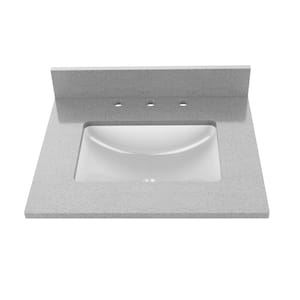 25 in. W x 22 in. D Engineered Stone Composite Vanity Top in Silver Gray with White Rectangular Single Sink