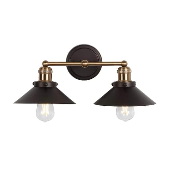 July 17.5 in. 2-Light Oil Rubbed Bronze/Brass Gold Metal Vanity Light
