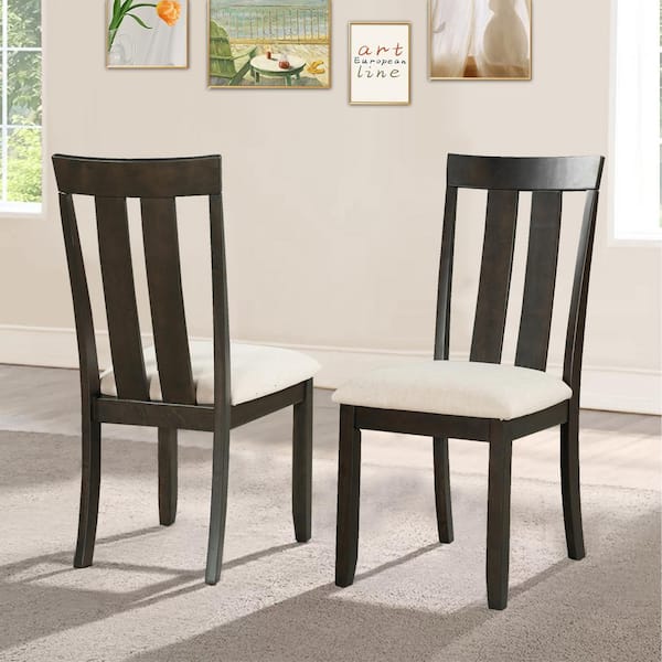 GOJANE Espresso Soft Fabric Dining Chairs with Seat Cushions and