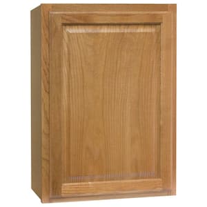 Hampton 21 in. W x 12 in. D x 30 in. H Assembled Wall Kitchen Cabinet in Medium Oak