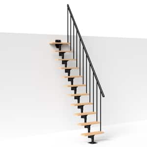 Dallas Jet Black Modular Staircase Kit Straight with no platform railing, Fits Heights 74.81 in. - 118.12 in.