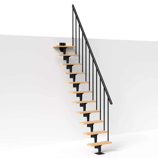 Dolle Dallas Jet Black Modular Staircase Kit Straight with no platform ...