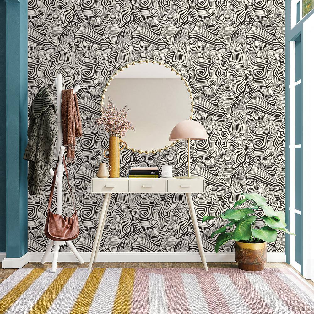 Noir Zebra Print Self-Adhesive Removable Wallpaper