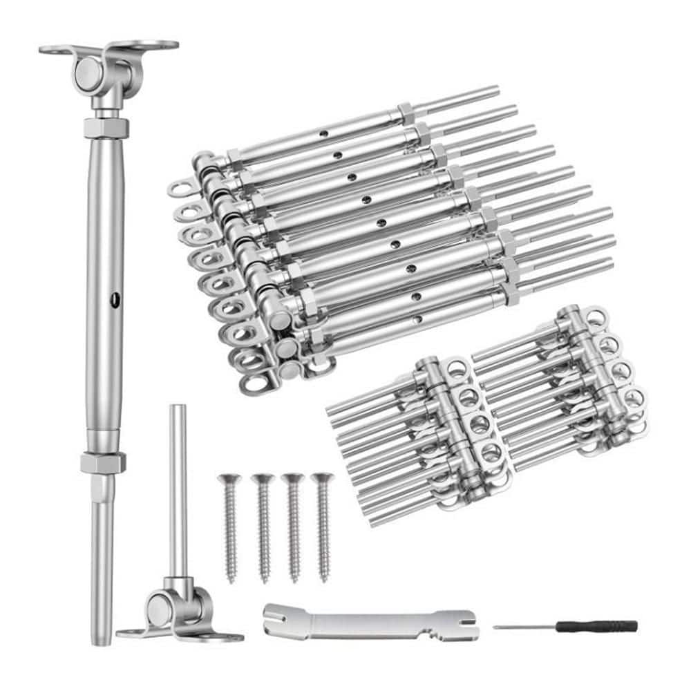 Wellco 20 Pack 1.87 in. x 10 in. Silver Metal Cable Railing Hardware ...
