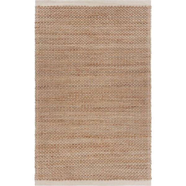 Unbranded Bordered Jute Blend Area Rug 7 ft. 9 in. x 9 ft. 9 in. Off-White/Tan