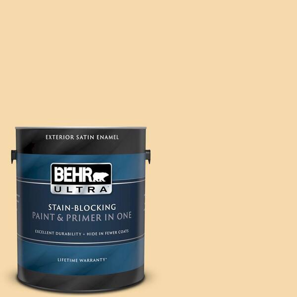 BEHR ULTRA 1 gal. #UL180-19 Caribbean Sunrise Satin Enamel Exterior Paint and Primer in One