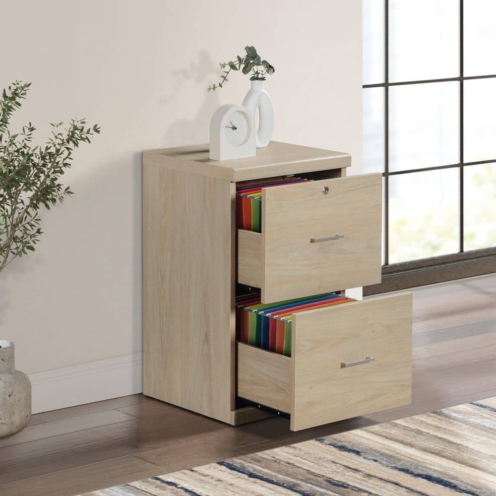 Alpine 2-Drawer Norwegian Alder Finish Wood 16.75 in. W Vertical File Cabinet with Lockdowel Fastening System