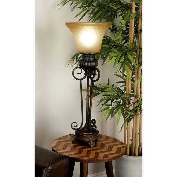 Litton Lane 30 in. Rustic Elegance Brown Iron and Gold Polystone Candle Home Decor