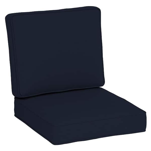 Home Decorators Collection 24 in. x 24 in.CushionGuard Plus Two PieceDeep Seating Outdoor Lounge Chair Cushion in Canvas Navy