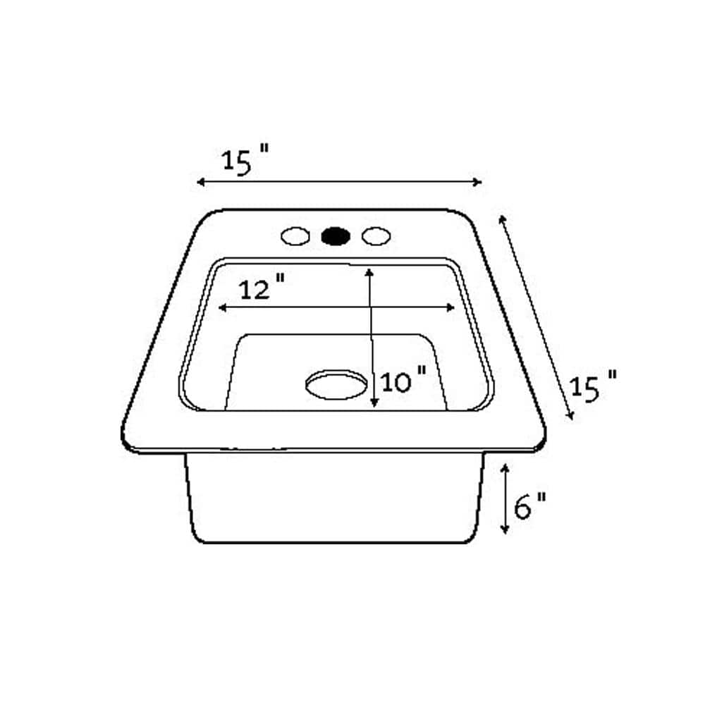 Tahiti White 15'' Drop-In Square Kitchen Sink