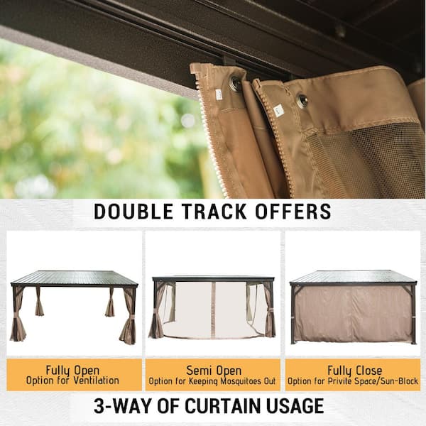 domi outdoor living 12 ft. x 14 ft. Dark Brown Outdoor Aluminum