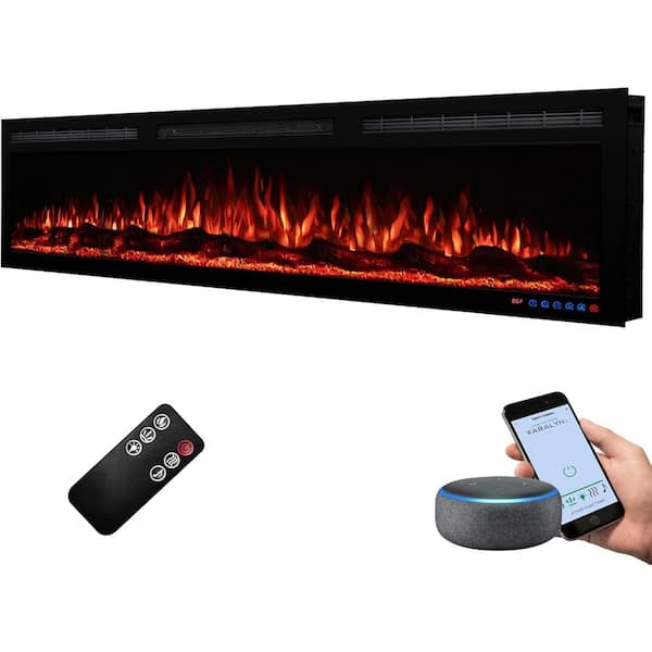 Prismaster ...keeps your home stylish 60 in. Linear Electric Fireplace Inserts with Smart Control, Crackling Sound, 5100BTU with Overheating Protection, Black
