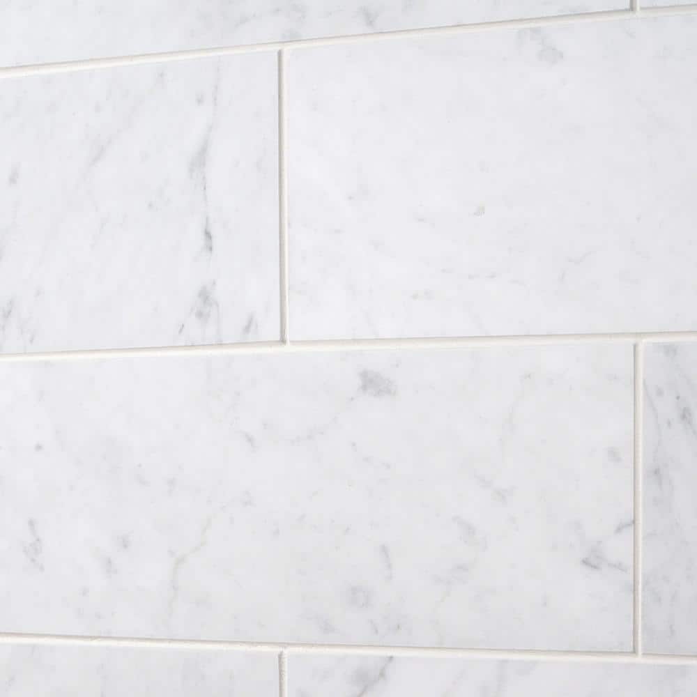 Carrara White Polished Marble 4x12 Subway Tile