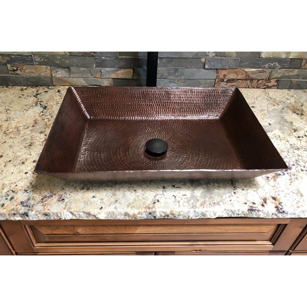 20" Hand Hammered Copper Rectangular Vessel Sink