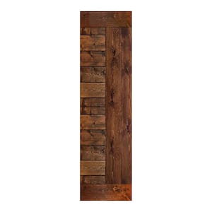 L Series 24 in. x 84 in. Dark Walnut Finished Solid Wood Barn Door Slab - Hardware Kit Not Included