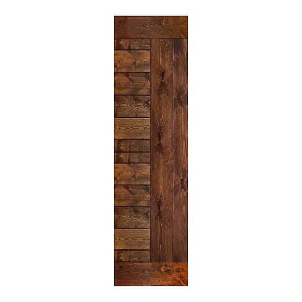 ISLIFE L Series 24 in. x 84 in. Dark Walnut Finished Solid Wood Barn Door Slab - Hardware Kit Not Included