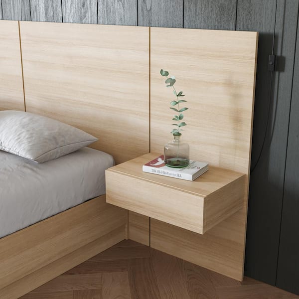 Nexera Milano Natural Blonde Oak 1-Drawer Floating Nightstand Extension Panel