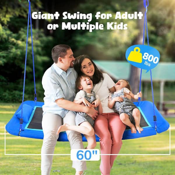 MISOPILY Blue Textilene Weather-Resistant Platform Swing with