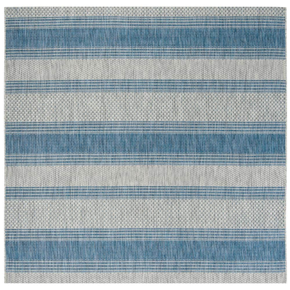 Courtyard Chic 4' Square Gray Synthetic Non-Slip Outdoor Rug
