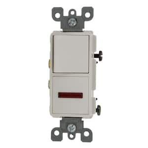 15 Amp Decora Commercial Grade Combination Single Pole Rocker Switch and Neon Pilot Light, White