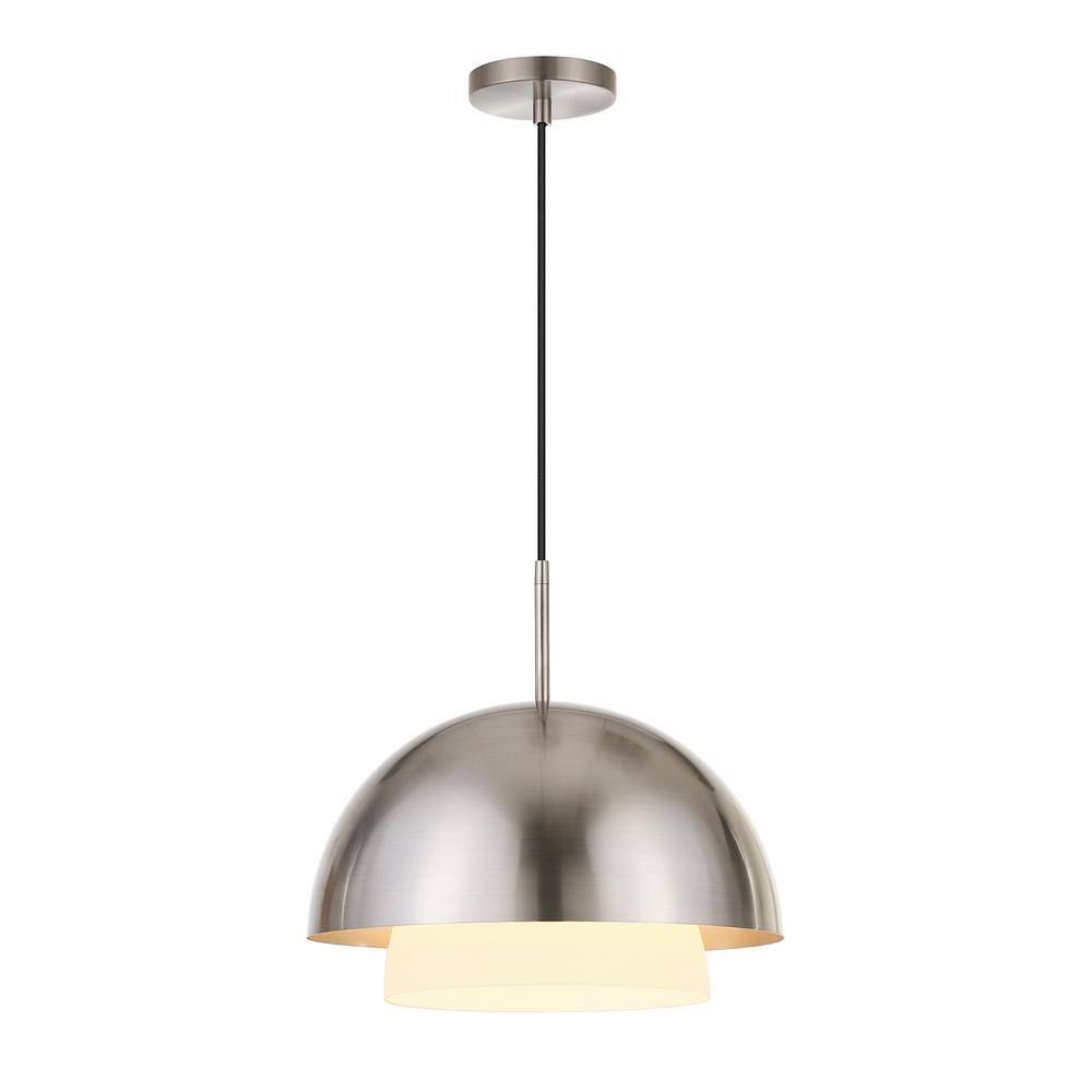 Octavia Brushed Nickel Adjustable Pendant with White Frosted Glass