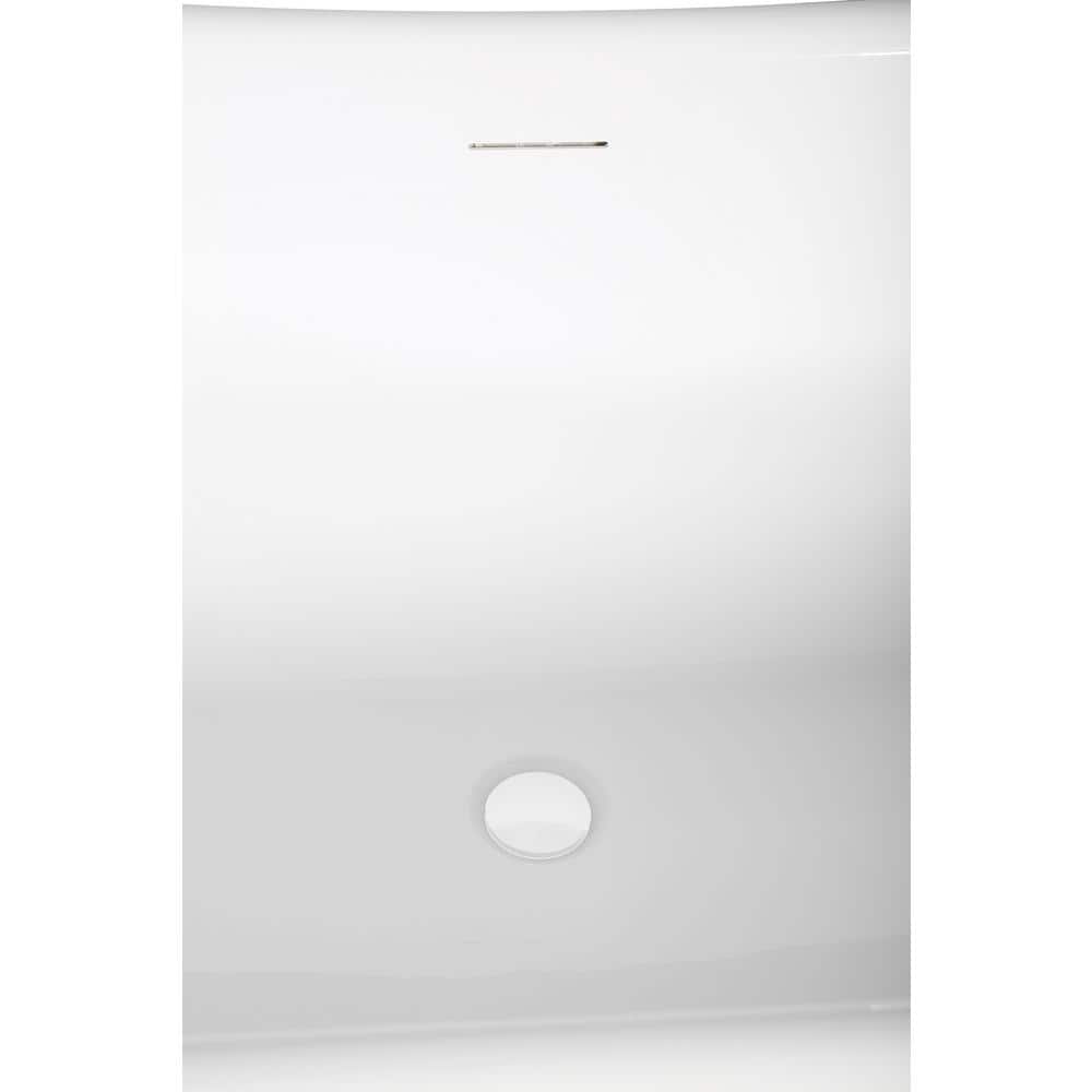 66.5" Glossy White Acrylic Freestanding Soaking Tub with Tray