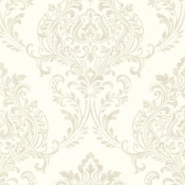 Brewster Diane Taupe Damask Taupe Wallpaper Sample