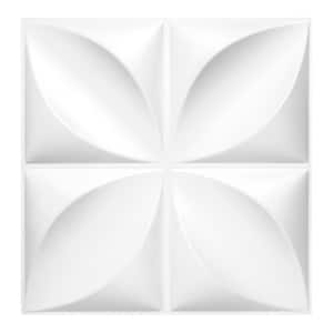 1/16 in. x 11.80 in. x 11.80 in. Pure White Geometric 3D Decorative PVC Wall Panels (33-Sheets/32 sq. ft.)