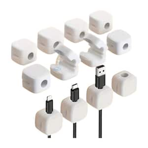 12-Piece Magnetic Cable Clips Under Desk Cable Organizer for Home, Office, Car, Nightstand & Wall in White