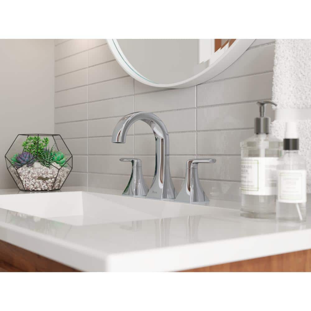 Polished Chrome 8-Inch Widespread Double Handle Bathroom Faucet