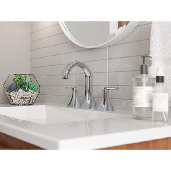 Bruxie 8 in. Adjustable Widespread Double Handle Bathroom Faucet with Drain Kit Included in Polished Chrome