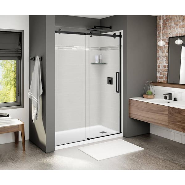Halo 56 ½-59 in. Wx 78 ¾ in. H 8mm Frameless Sliding Shower Door for Alcove Installation with Clear glass in Matte Black