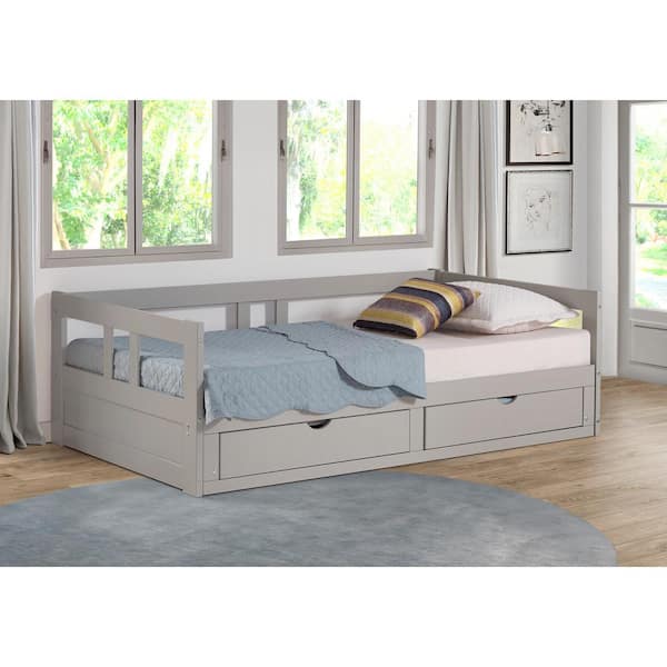 Alaterre Furniture Melody Dove Gray Twin to King Bed with