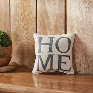 Finders Keepers Natural Creme, Steel Grey Farmhouse HOME 6 in. x 6 in. Throw Pillow