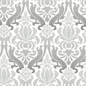 Grey Nouveau Damask Vinyl Peel & Stick Wallpaper Roll (Covers 30.75 Sq. Ft.)