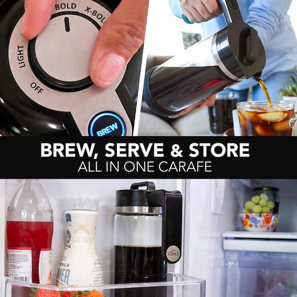 Shine Kitchen Co. Rapid Cold Brew Coffee & Tea Machine with Vacuum Extraction Technology – Black