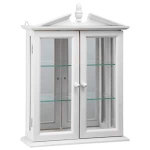 Amesbury Manor White Hardwood Wall Curio Accent Cabinet