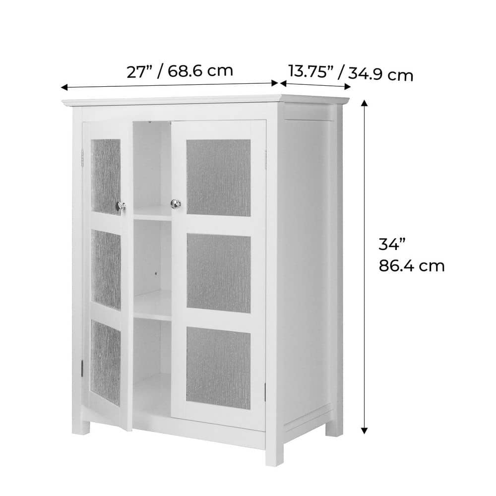 Connor Classic White Floor Cabinet with Textured Glass Doors