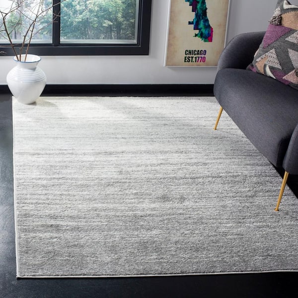 Adirondack Ivory/Silver Doormat 3 ft. x 5 ft. Solid Striped Area Rug