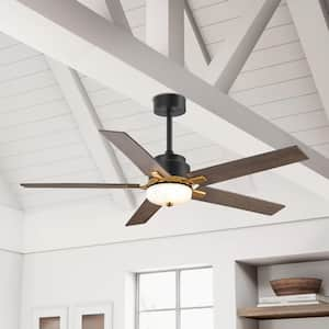 Gerry 52 in. Indoor Integrated LED Black Ceiling Fan with Remote and Light Kit Included