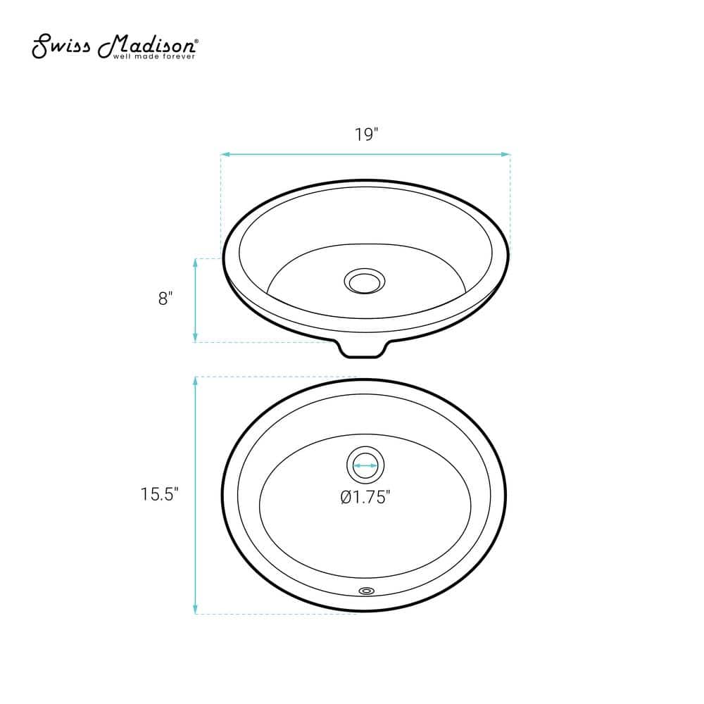 Monaco 19" Matte Black and White Ceramic Undermount Bathroom Sink
