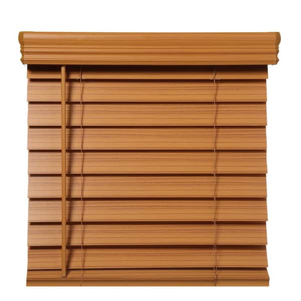 Home Decorators Collection Chestnut Cordless Premium Faux Wood Blind with 2.5 in. Slats 41.75 in. W x 64 in. L (Actual 41.25 in. W x 64 in. L)