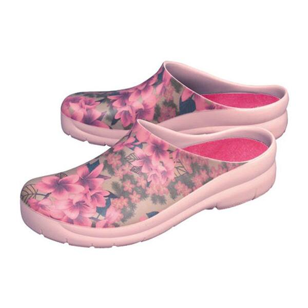 Jollys Women's Plumeria Pink Picture Clogs - Size 6