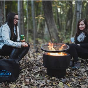 The Ridge 15.7 in. x 12.5 in. Round Steel Wood Pellet Portable Patio Fire Pit with Spark Screen, Lift and Carrying Bag