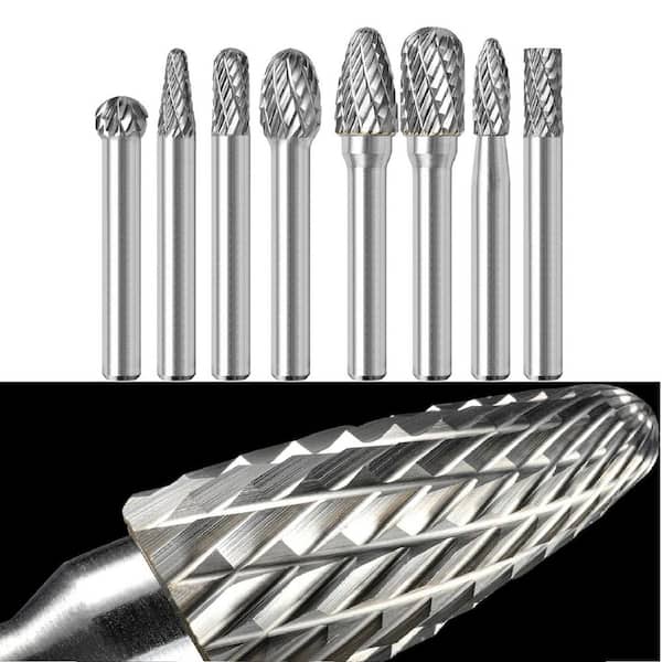 1/4 in. Tungsten Carbide Rotary Bit, Carbide Burr Assortment (8-Piece)