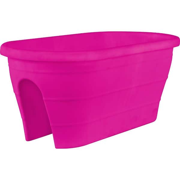 Pride Garden Products Mela 23 in. x 11 in. Pink Plastic Trough Rail Planter
