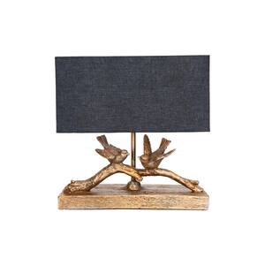 11.5 in. Rustic Gold Bird Lamp with Rectangle Shade
