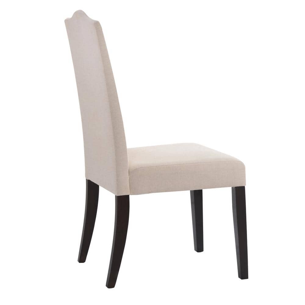 Espresso Wood Upholstered Linen Parsons Side Chair