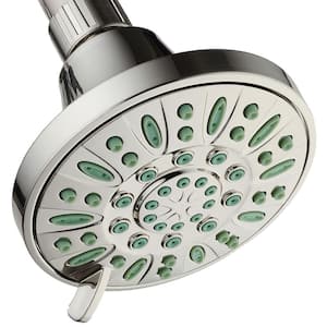 6-Spray Patterns 4 in. Single Wall Mount Fixed Shower Head with Antimicrobial High Pressure in Brushed Nickel